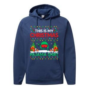 Airplane Pilot Christmas Pajama Meaningful Gift Airline Pilot Xmas Funny Gift Performance Fleece Hoodie