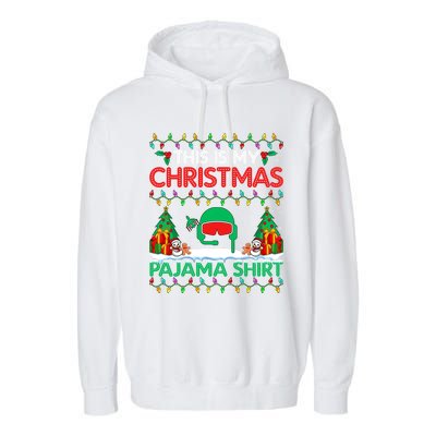 Airplane Pilot Christmas Pajama Meaningful Gift Airline Pilot Xmas Funny Gift Garment-Dyed Fleece Hoodie