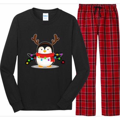 Adorable Penguin Christmas Light Funny Christmas Penguin Funny Gift Long Sleeve Pajama Set