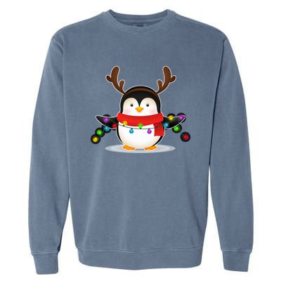 Adorable Penguin Christmas Light Funny Christmas Penguin Funny Gift Garment-Dyed Sweatshirt