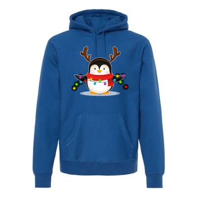 Adorable Penguin Christmas Light Funny Christmas Penguin Funny Gift Premium Hoodie