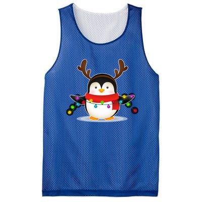 Adorable Penguin Christmas Light Funny Christmas Penguin Funny Gift Mesh Reversible Basketball Jersey Tank