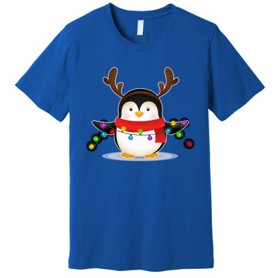 Adorable Penguin Christmas Light Funny Christmas Penguin Funny Gift Premium T-Shirt