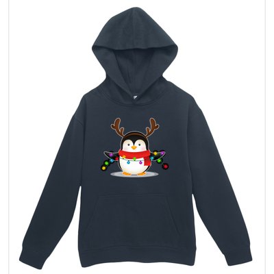 Adorable Penguin Christmas Light Funny Christmas Penguin Funny Gift Urban Pullover Hoodie