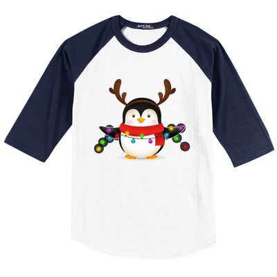 Adorable Penguin Christmas Light Funny Christmas Penguin Funny Gift Baseball Sleeve Shirt