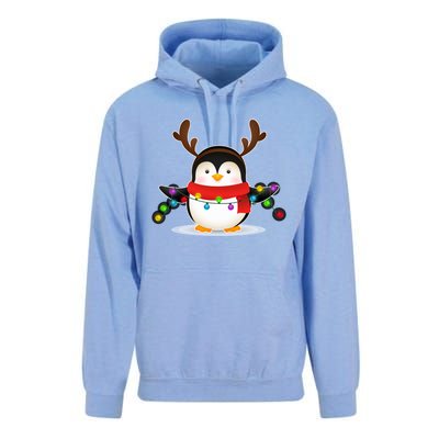 Adorable Penguin Christmas Light Funny Christmas Penguin Funny Gift Unisex Surf Hoodie