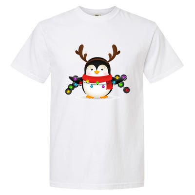 Adorable Penguin Christmas Light Funny Christmas Penguin Funny Gift Garment-Dyed Heavyweight T-Shirt