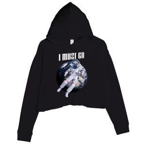 Astronaut Pug Dog I Must Go Crop Fleece Hoodie