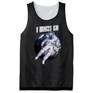 Astronaut Pug Dog I Must Go Mesh Reversible Basketball Jersey Tank