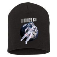 Astronaut Pug Dog I Must Go Short Acrylic Beanie
