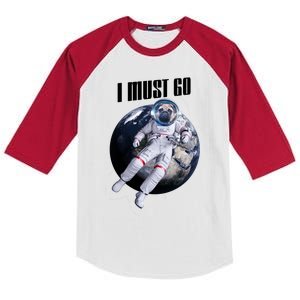 Astronaut Pug Dog I Must Go Kids Colorblock Raglan Jersey