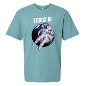 Astronaut Pug Dog I Must Go Sueded Cloud Jersey T-Shirt