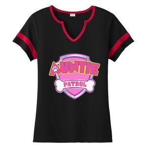 Auntie Patrol Dog Mom Dad Funny Gift Birthday Party Ladies Halftime Notch Neck Tee