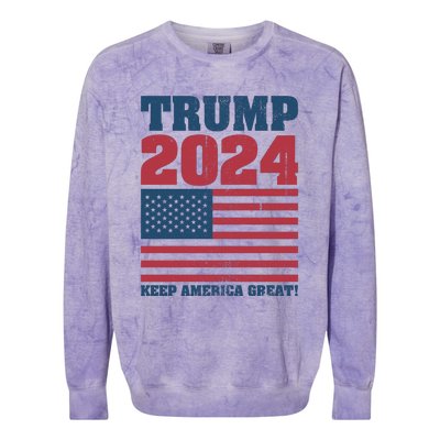 American President Donald Trump 2024 Keep America Great Flag US Election Colorblast Crewneck Sweatshirt