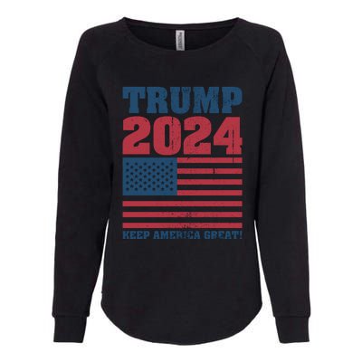 American President Donald Trump 2024 Keep America Great Flag US Election Womens California Wash Sweatshirt