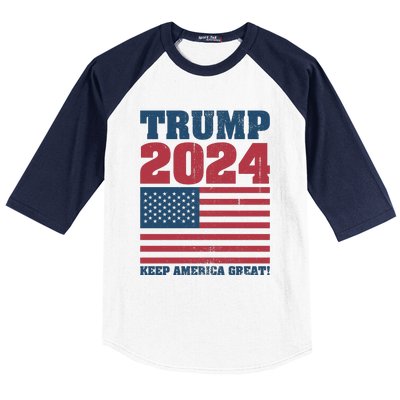 American President Donald Trump 2024 Keep America Great Flag US Election Baseball Sleeve Shirt