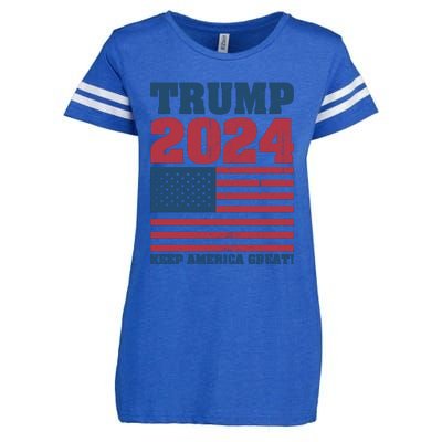 American President Donald Trump 2024 Keep America Great Flag US Election Enza Ladies Jersey Football T-Shirt