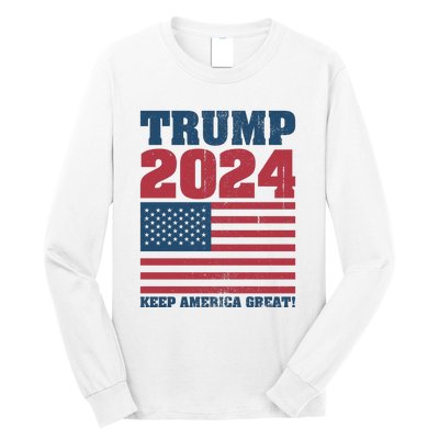 American President Donald Trump 2024 Keep America Great Flag US Election Long Sleeve Shirt