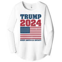 American President Donald Trump 2024 Keep America Great Flag US Election Women's Perfect Tri Tunic Long Sleeve Shirt