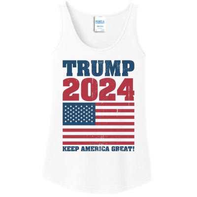 American President Donald Trump 2024 Keep America Great Flag US Election Ladies Essential Tank