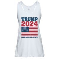 American President Donald Trump 2024 Keep America Great Flag US Election Ladies Essential Flowy Tank