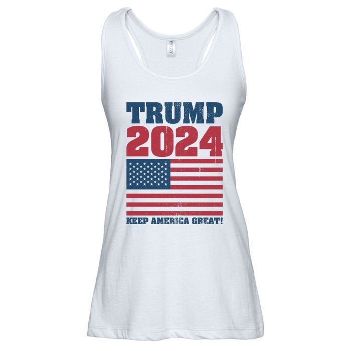 American President Donald Trump 2024 Keep America Great Flag US Election Ladies Essential Flowy Tank