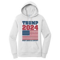 American President Donald Trump 2024 Keep America Great Flag US Election Women's Pullover Hoodie