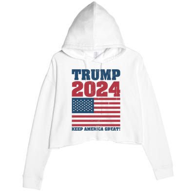 American President Donald Trump 2024 Keep America Great Flag US Election Crop Fleece Hoodie