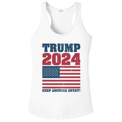 American President Donald Trump 2024 Keep America Great Flag US Election Ladies PosiCharge Competitor Racerback Tank