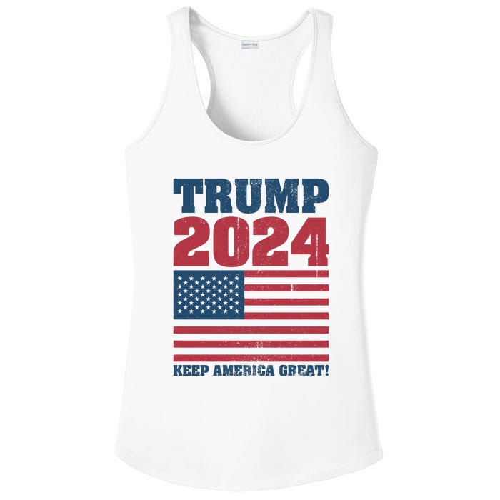 American President Donald Trump 2024 Keep America Great Flag US Election Ladies PosiCharge Competitor Racerback Tank