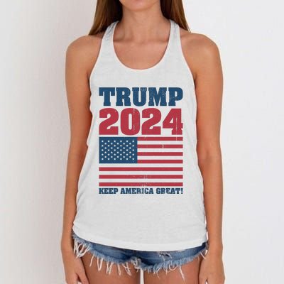 American President Donald Trump 2024 Keep America Great Flag US Election Women's Knotted Racerback Tank