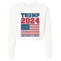 American President Donald Trump 2024 Keep America Great Flag US Election Cropped Pullover Crew