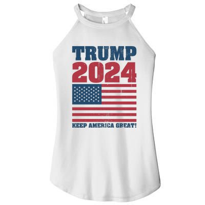 American President Donald Trump 2024 Keep America Great Flag US Election Women's Perfect Tri Rocker Tank