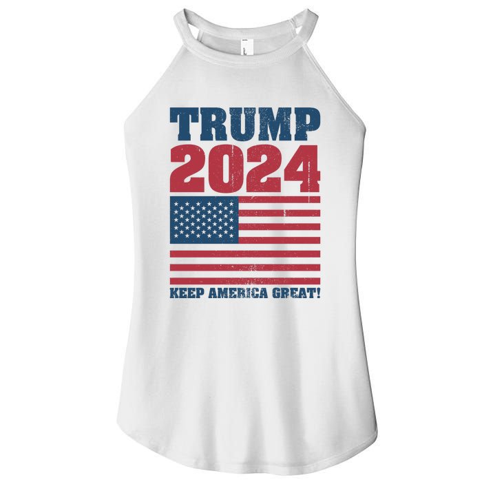 American President Donald Trump 2024 Keep America Great Flag US Election Women's Perfect Tri Rocker Tank