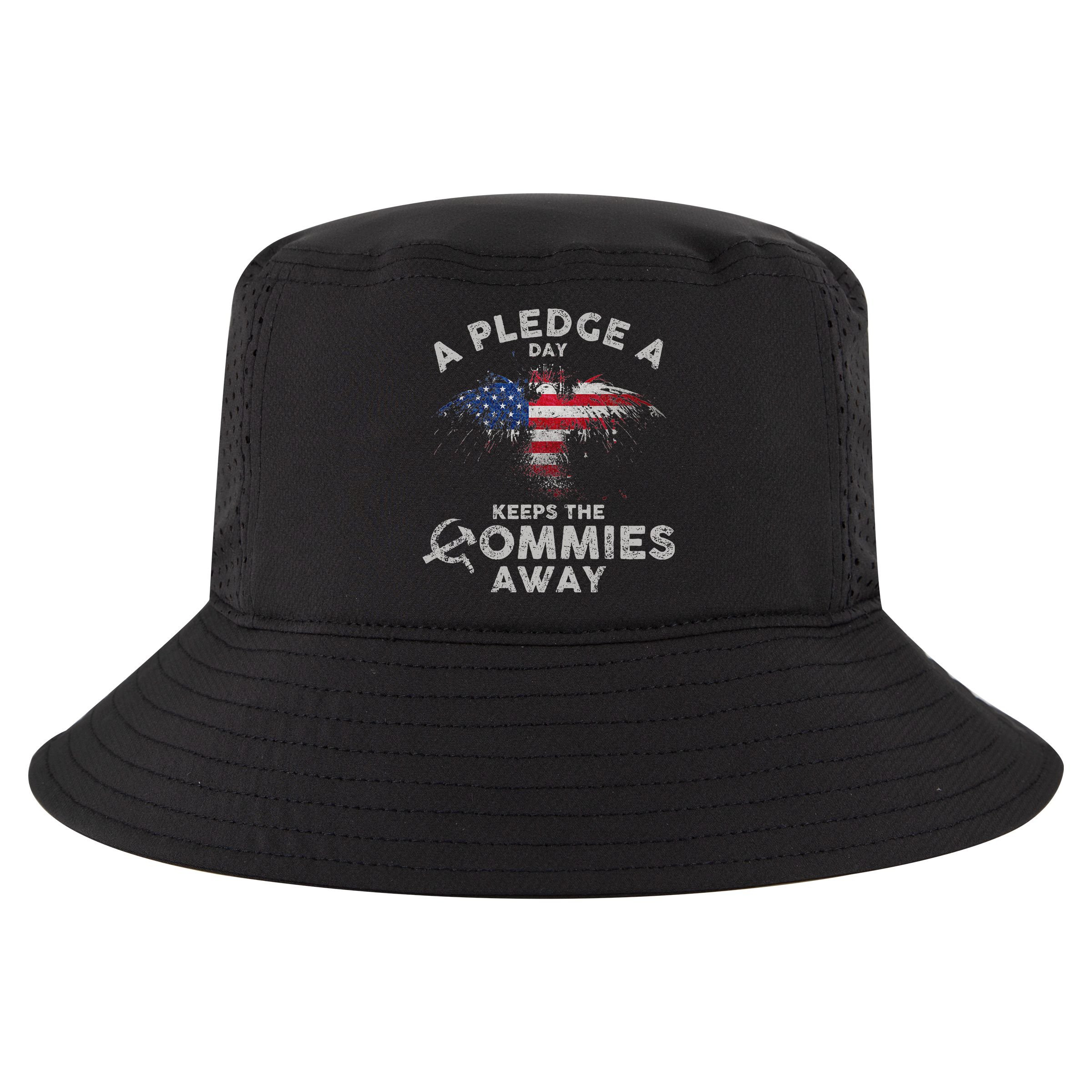 A Pledge Day Keeps The Commies Away Patriotic Eagle American Cool Comfort Performance Bucket Hat