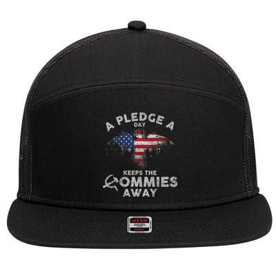 A Pledge Day Keeps The Commies Away Patriotic Eagle American 7 Panel Mesh Trucker Snapback Hat