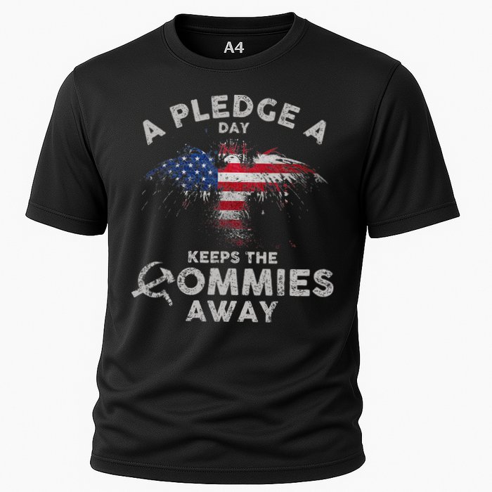 A Pledge Day Keeps The Commies Away Patriotic Eagle American Cooling Performance Crew T-Shirt