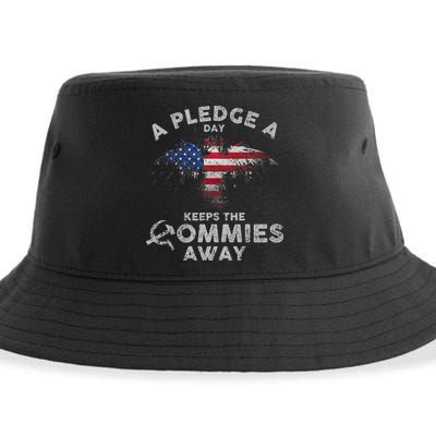 A Pledge Day Keeps The Commies Away Patriotic Eagle American Sustainable Bucket Hat