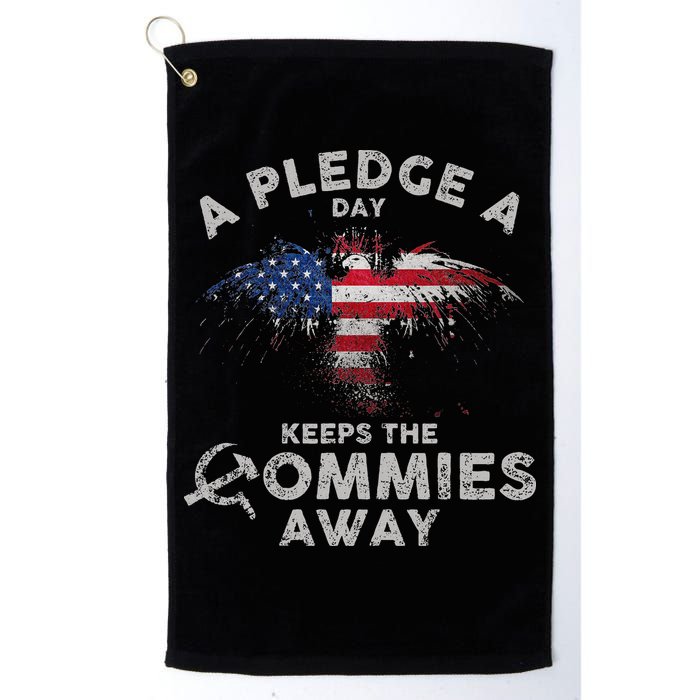 A Pledge Day Keeps The Commies Away Patriotic Eagle American Golf Towel