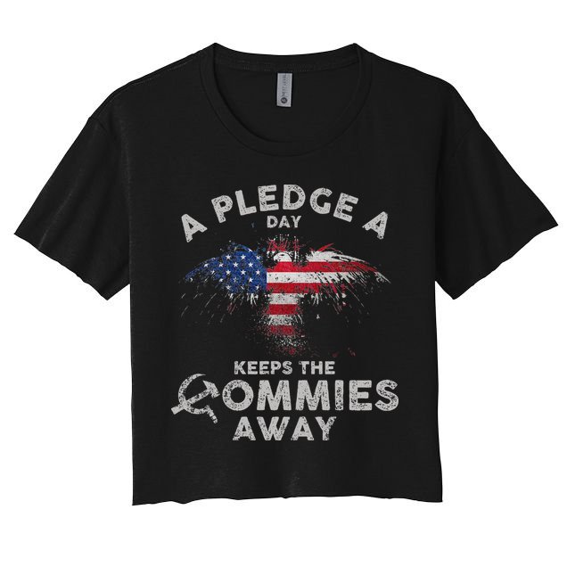 A Pledge Day Keeps The Commies Away Patriotic Eagle American Crop Top