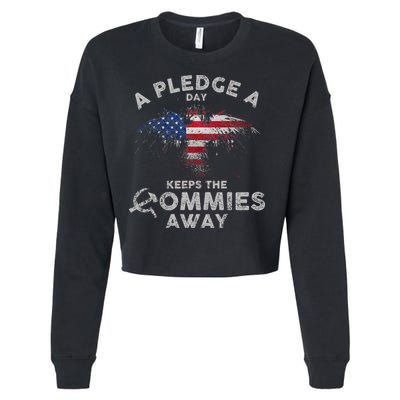 A Pledge Day Keeps The Commies Away Patriotic Eagle American Cropped Pullover Crew