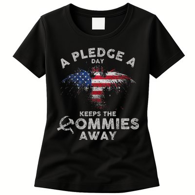A Pledge Day Keeps The Commies Away Patriotic Eagle American Womens T-Shirt