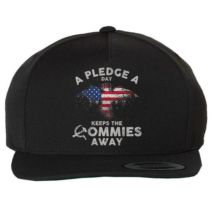 A Pledge Day Keeps The Commies Away Patriotic Eagle American Wool Snapback Cap