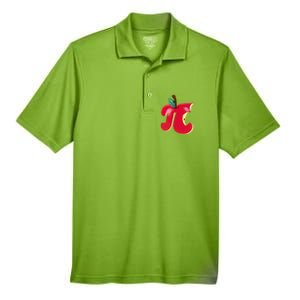 Apple Pi Day Funny Math Nerd Pie Teacher 3 14 Constant Gift Men's Origin Performance Pique Polo