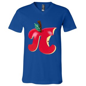 Apple Pi Day Funny Math Nerd Pie Teacher 3 14 Constant Gift V-Neck T-Shirt