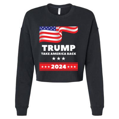 American President Donald Trump 2024 Take America Back Flag US Election Classic Cropped Pullover Crew