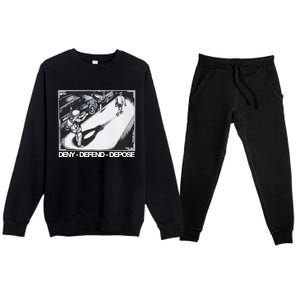 Assassination Print Deny Defend Depose Premium Crewneck Sweatsuit Set