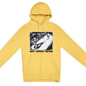 Assassination Print Deny Defend Depose Premium Pullover Hoodie