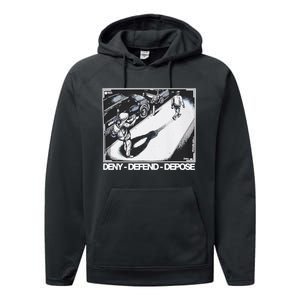 Assassination Print Deny Defend Depose Performance Fleece Hoodie