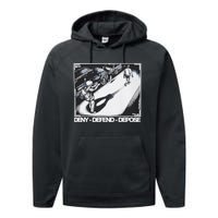 Assassination Print Deny Defend Depose Performance Fleece Hoodie